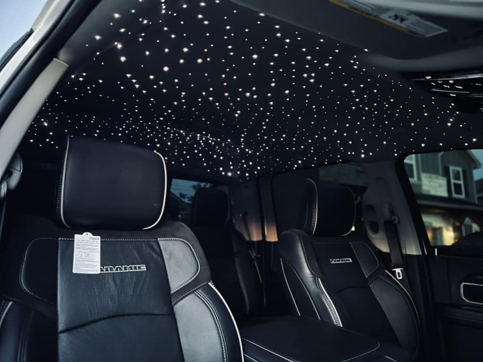 How to hide all wires (such as the cables that power the lights) when installing a starlight headliner on a car's roof?
