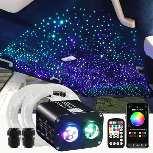 BEESIDY 20W Twinkle Dual Color Fiber Optic Lighting Kit, Starlight Headliner Kit for Car/Home Use,Star Roof Lights with Bluetooth App/Remote Control
