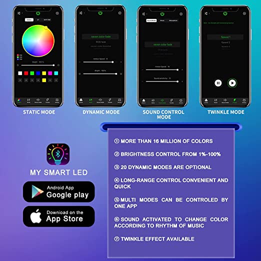 16W Twinkle Fiber Optic Light Engine, Bluetooth App/RF Remote Control for Starlight Headliner, Car Plug & Power Adapter, PG Connector & 3 Drill Bits