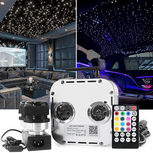 32W Twinkle Daul Heads Fiber Optic Lights Starlight Headliner Kit,Home theater Ceiling Decoration Car Star Light Atmosphere light