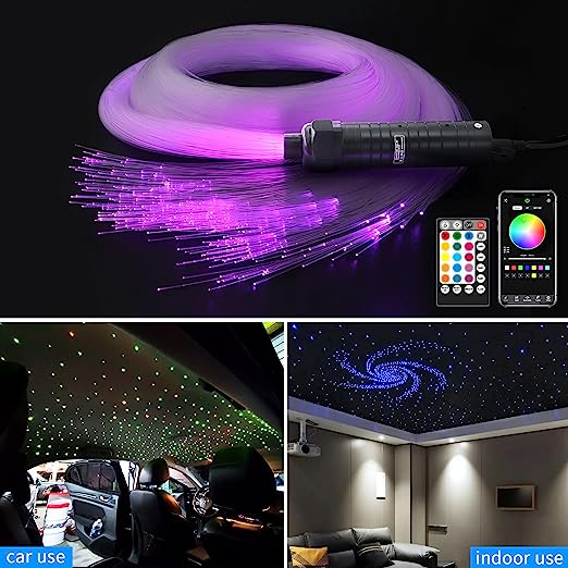 6W Fiber Optic Lights,Star Lights Headliner Kit for Car Use, Car Star Ceiling Lights with APP Control/Remote Music Mode
