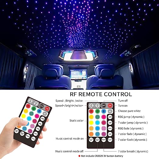 6W Fiber Optic Lights,Star Lights Headliner Kit for Car Use, Car Star Ceiling Lights with APP Control/Remote Music Mode