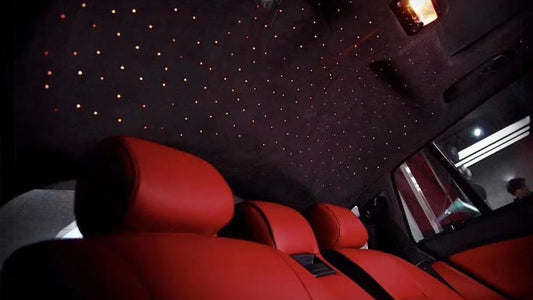 BMW 535GT interior modified with suede headliner star lights!