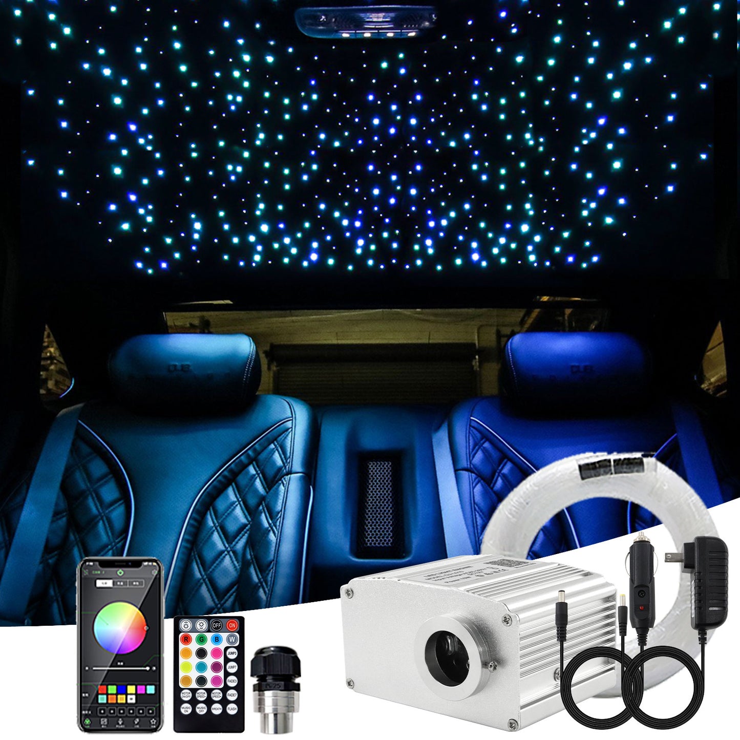 10W Twinkle Starlight Headliner Kit, Fiber Optic Starlight Kit for Car,Rolls Royce Stars for Car Roof, APP/Remote Music Control