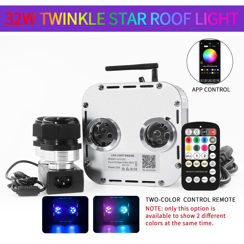 32W Twinkle Daul Heads Fiber Optic Lights Starlight Headliner Kit,Home theater Ceiling Decoration Car Star Light Atmosphere light