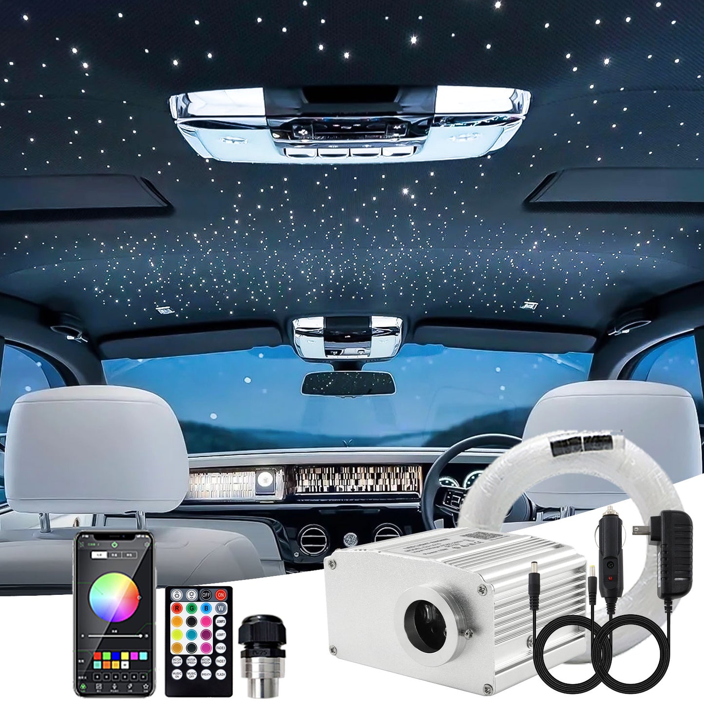 10W Twinkle Starlight Headliner Kit, Fiber Optic Starlight Kit for Car,Rolls Royce Stars for Car Roof, APP/Remote Music Control