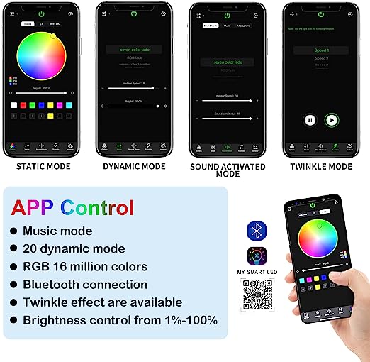 2x8W Dual Port Twinkle Starlight Headliner Kit,Rolls Royce Ceiling Stars with Fiber Optic for Car Home Use, Star Lights for Car Controlled Via APP/Remote