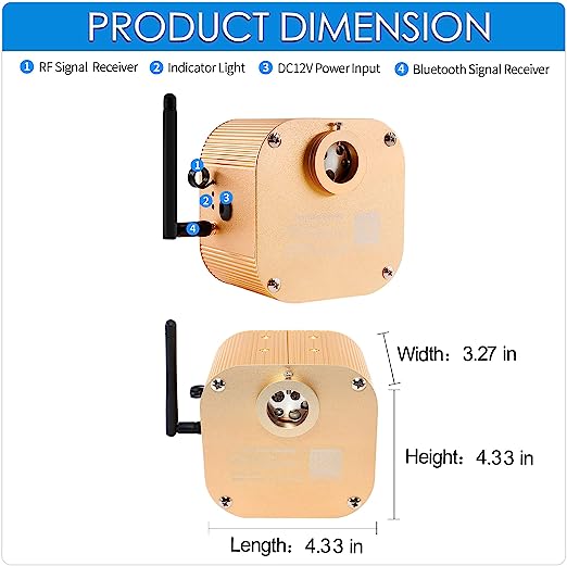 16W Twinkle Fiber Optic Light Engine, Bluetooth App/RF Remote Control for Starlight Headliner, Car Plug & Power Adapter, PG Connector & 3 Drill Bits