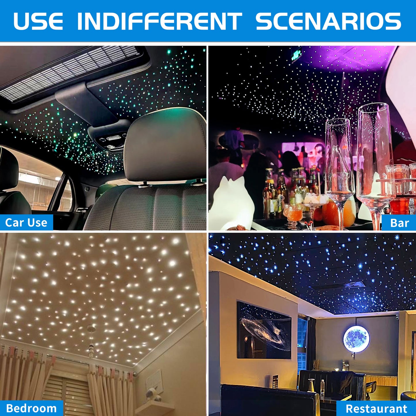 Mini 6W Twinkle Starlight Headliner Kit Sound-Activated APP& Remote Control Starlight Engine Optic Star Ceiling Kit for Home and Car Headliner Star