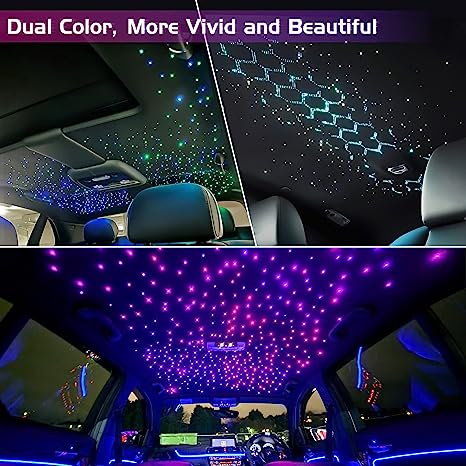 32W Starlight Headliner Kit, New Upgraded Dual Color Fiber Optic Starlight Kit, Sound Activated Car Star Headliner Kit,Star Ceiling Light Kit with APP/Remote Control