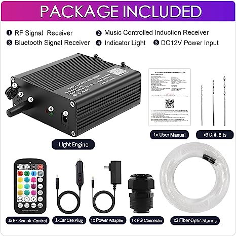 32W Starlight Headliner Kit, New Upgraded Dual Color Fiber Optic Starlight Kit, Sound Activated Car Star Headliner Kit,Star Ceiling Light Kit with APP/Remote Control