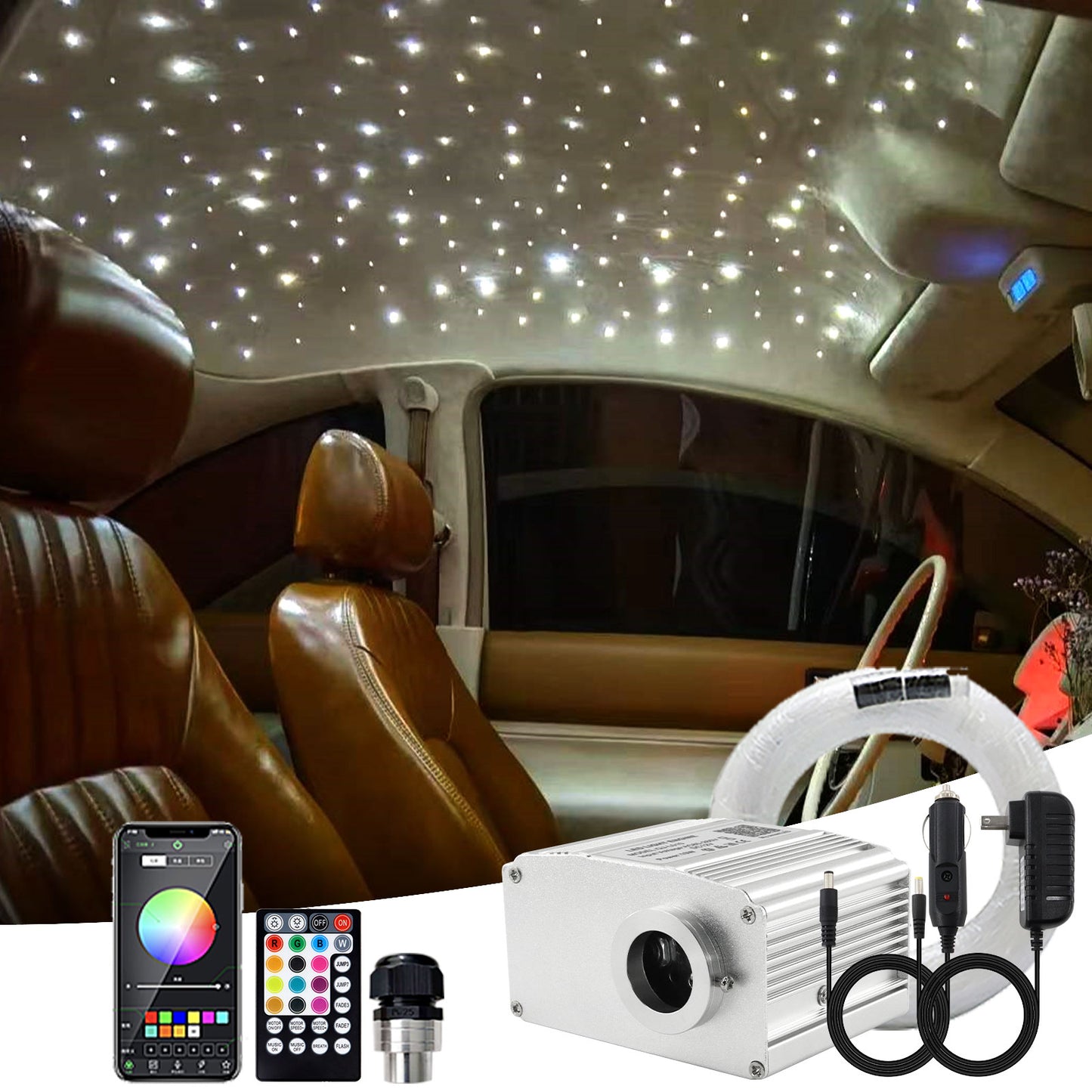 10W Twinkle Starlight Headliner Kit, Fiber Optic Starlight Kit for Car,Rolls Royce Stars for Car Roof, APP/Remote Music Control