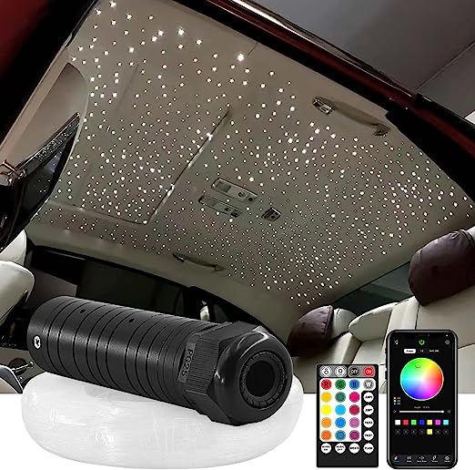 6W Fiber Optic Lights,Star Lights Headliner Kit for Car Use, Car Star Ceiling Lights with APP Control/Remote Music Mode