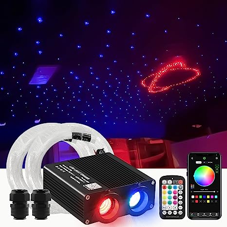 32W Starlight Headliner Kit, New Upgraded Dual Color Fiber Optic Starlight Kit, Sound Activated Car Star Headliner Kit,Star Ceiling Light Kit with APP/Remote Control