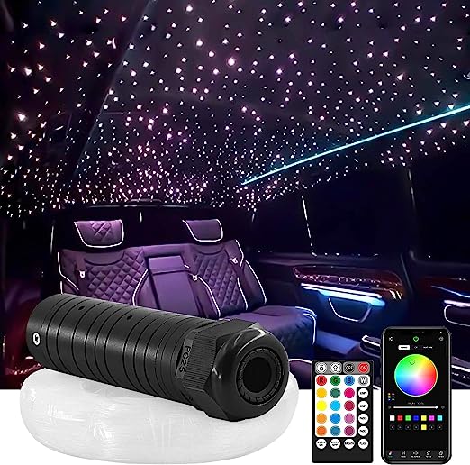 6W Fiber Optic Lights,Star Lights Headliner Kit for Car Use, Car Star Ceiling Lights with APP Control/Remote Music Mode