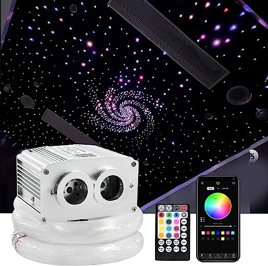 2x8W Dual Port Twinkle Starlight Headliner Kit,Rolls Royce Ceiling Stars with Fiber Optic for Car Home Use, Star Lights for Car Controlled Via APP/Remote